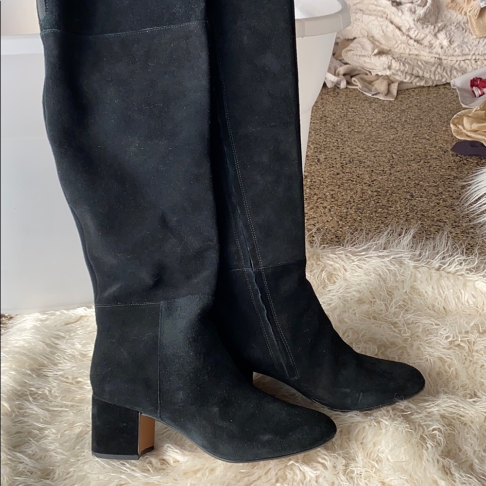 Over knee high boots in black suede